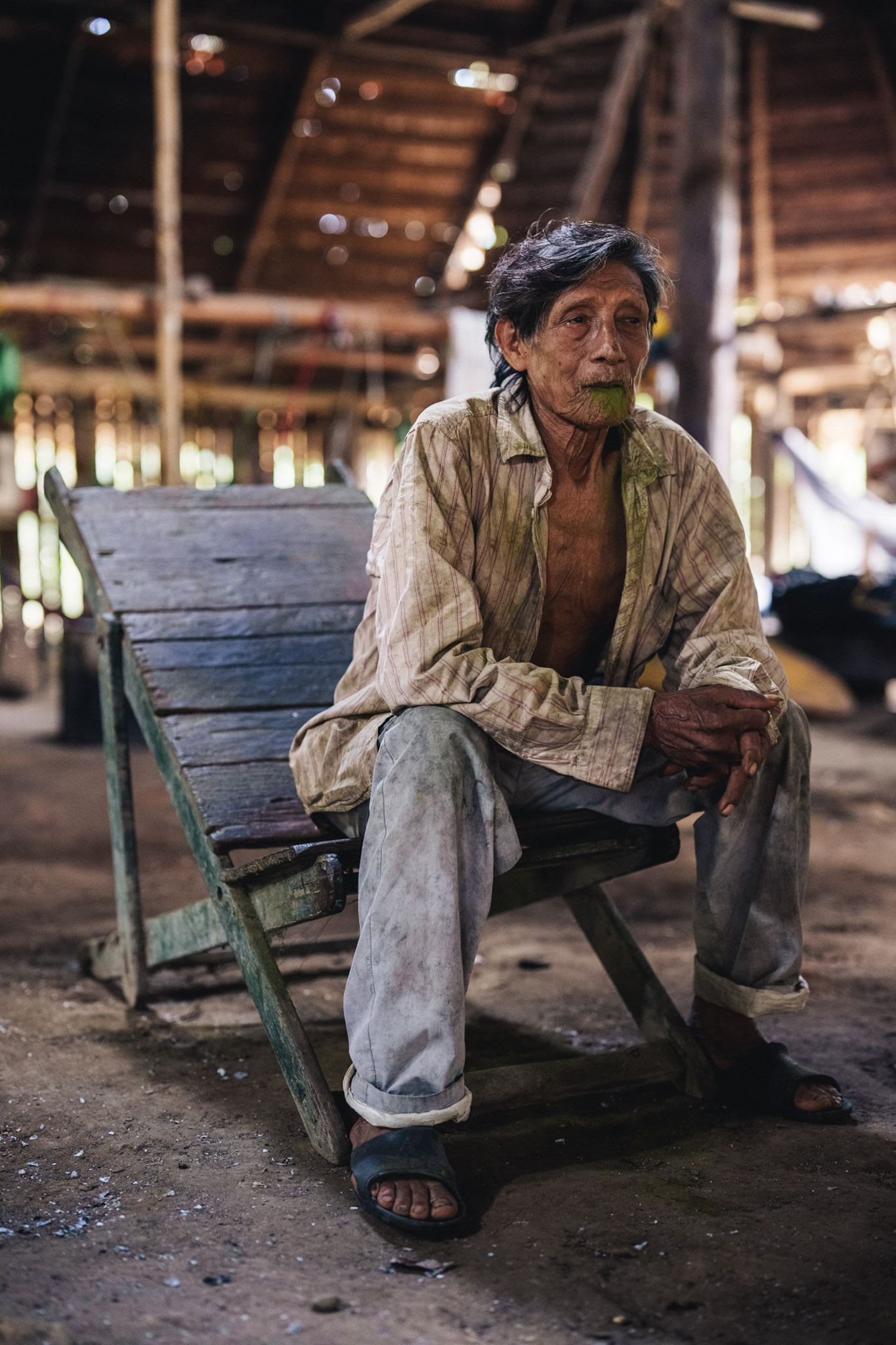 indigenous cacique chewing mambe in the colombia amazon